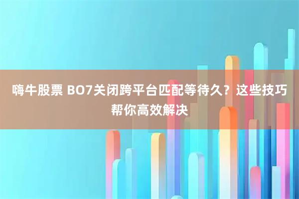 嗨牛股票 BO7关闭跨平台匹配等待久？这些技巧帮你高效解决